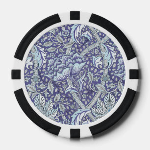 William Morris Windrush blauwe bloemen Poker Chips