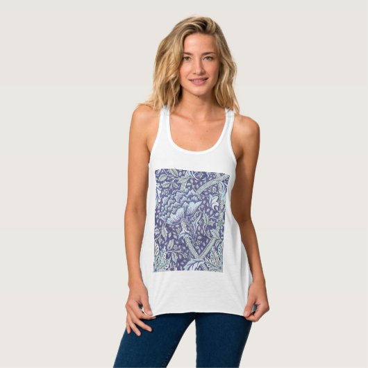 William Morris Windrush blauwe bloemen Tanktop (Volledige Voorkant)