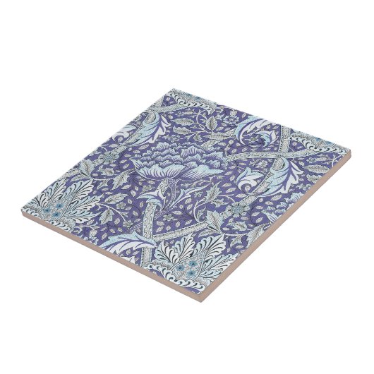 William Morris Windrush blauwe bloemen Tegeltje (Zijkant)