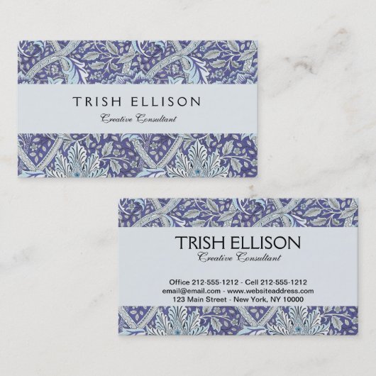 William Morris Windrush blauwe bloemen Visitekaartje (Voorkant / Achterkant)