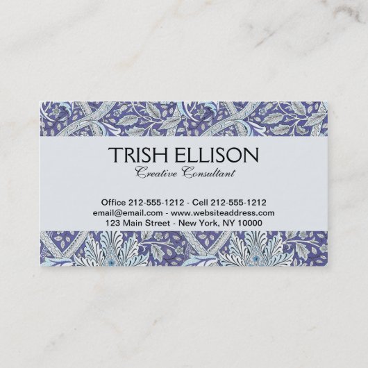 William Morris Windrush blauwe bloemen Visitekaartje (Achterkant)
