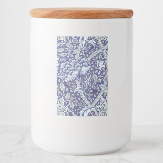 William Morris Windrush blauwe bloemen Voedselcontainer Etiket (Voorkant)