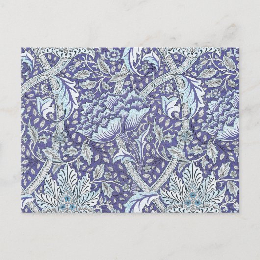 William Morris Windrush Blauwe Bloempatroon Briefkaart (Voorkant)