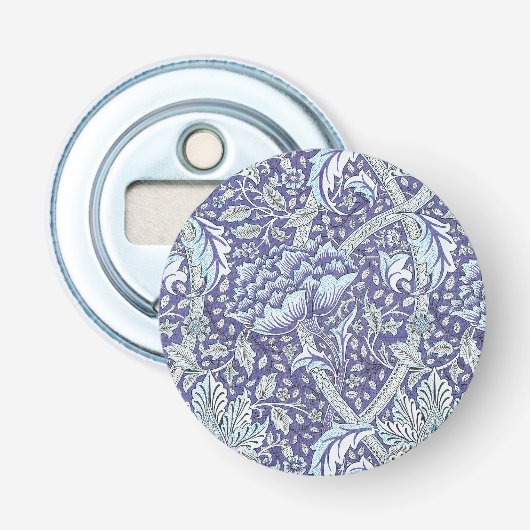 William Morris Windrush Blauwe Bloempatroon Button Flesopener (Voorkant)