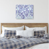 William Morris Windrush Blauwe Bloempatroon Canvas Afdruk (Insitu (Slaapkamer))