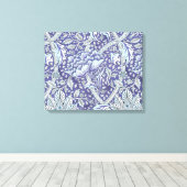 William Morris Windrush Blauwe Bloempatroon Canvas Afdruk (Insitu (Houten vloer))