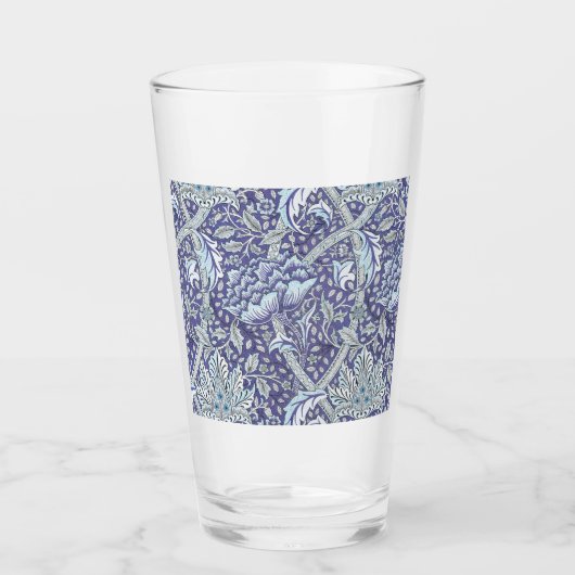 William Morris Windrush Blauwe Bloempatroon Glas (Voorkant)