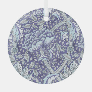 William Morris Windrush Blauwe Bloempatroon Glas Ornament