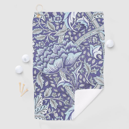 William Morris Windrush Blauwe Bloempatroon Golfhanddoek (Insitu)