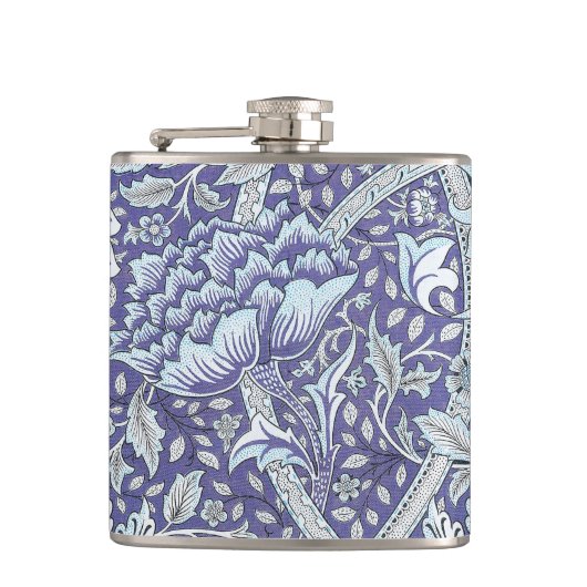 William Morris Windrush Blauwe Bloempatroon Heupfles (Voorkant)