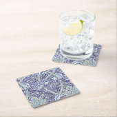 William Morris Windrush Blauwe Bloempatroon Kartonnen Onderzetters (Insitu)