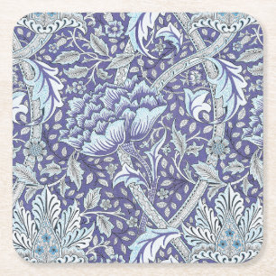 William Morris Windrush Blauwe Bloempatroon Kartonnen Onderzetters