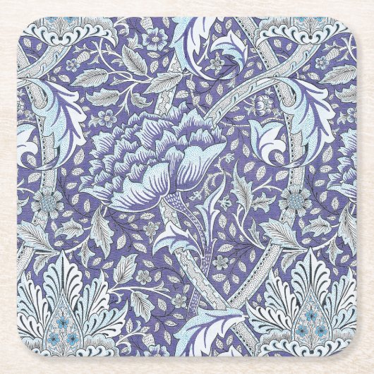 William Morris Windrush Blauwe Bloempatroon Kartonnen Onderzetters (Voorkant)