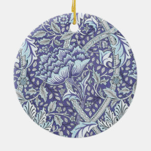 William Morris Windrush Blauwe Bloempatroon Keramisch Ornament