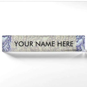 William Morris Windrush Blauwe Bloempatroon Naambordje