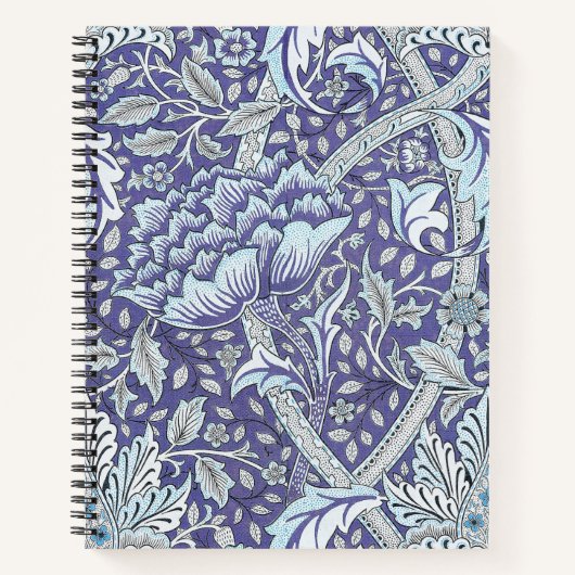 William Morris Windrush Blauwe Bloempatroon Notitieboek (Voorkant)