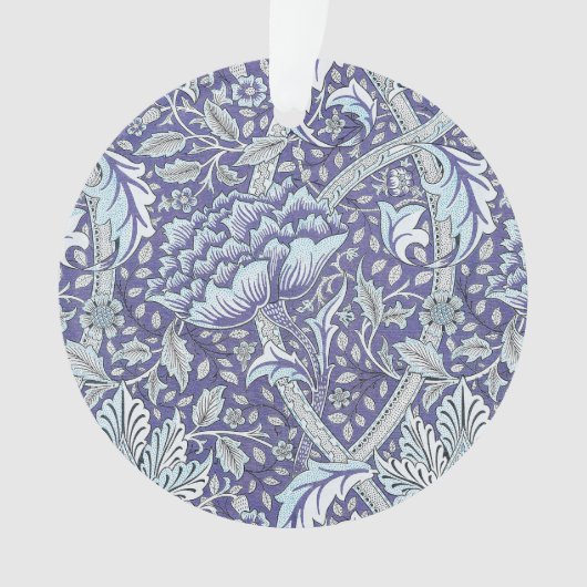 William Morris Windrush Blauwe Bloempatroon Ornament (voorkant)