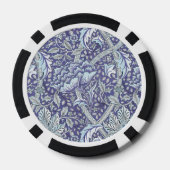 William Morris Windrush Blauwe Bloempatroon Poker Chips (Achterkant)