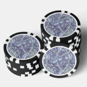 William Morris Windrush Blauwe Bloempatroon Poker Chips (Opstapeling)