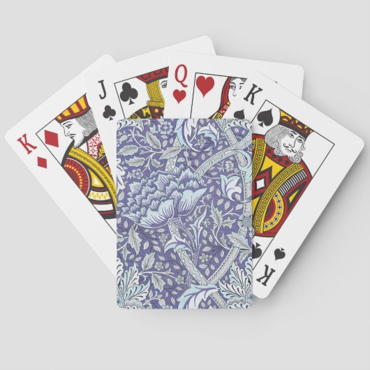 William Morris Windrush Blauwe Bloempatroon Pokerkaarten (Achterkant)