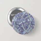 William Morris Windrush Blauwe Bloempatroon Ronde Button 5,7 Cm (Voorkant /achterkant)