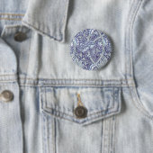 William Morris Windrush Blauwe Bloempatroon Ronde Button 5,7 Cm (In situ)