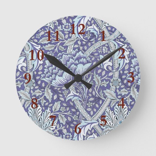 William Morris Windrush Blauwe Bloempatroon Ronde Klok (Voorkant)