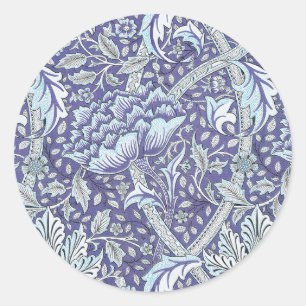William Morris Windrush Blauwe Bloempatroon Ronde Sticker
