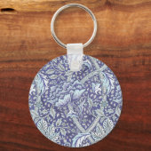 William Morris Windrush Blauwe Bloempatroon Sleutelhanger (Voorkant)
