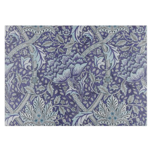 William Morris Windrush Blauwe Bloempatroon Snijplank (Voorkant)