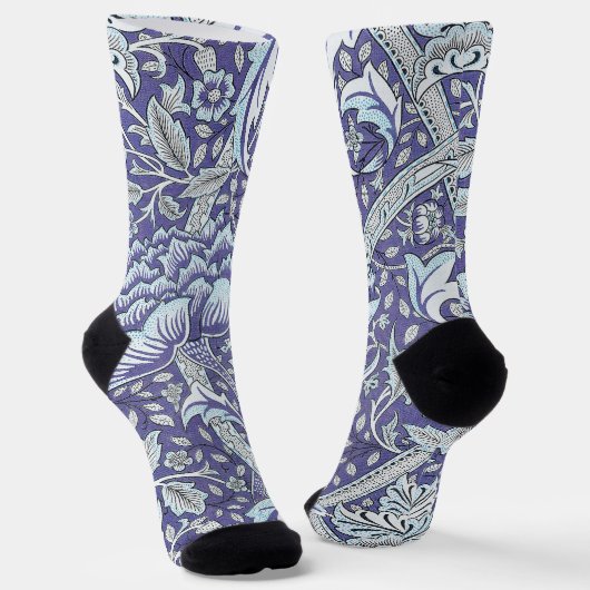 William Morris Windrush Blauwe Bloempatroon Sokken (Gebogen)
