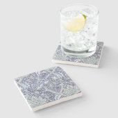 William Morris Windrush Blauwe Bloempatroon Stenen Onderzetter (Zijkant)