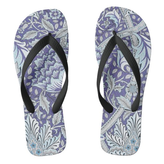 William Morris Windrush Blauwe Bloempatroon Teenslippers (Voetbed)