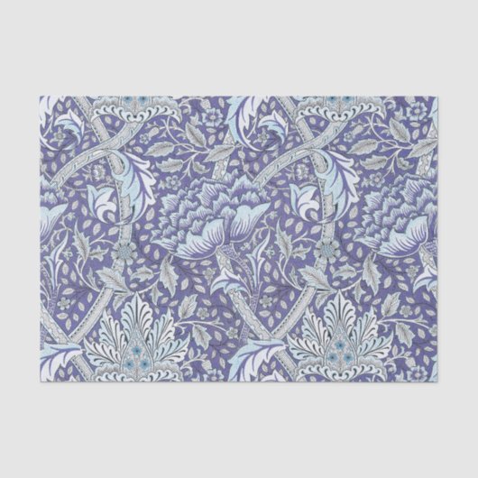 William Morris Windrush Blauwe Bloempatroon Tissuepapier (Voorkant)