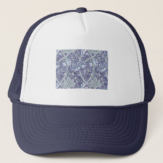 William Morris Windrush Blauwe Bloempatroon Trucker Pet (Voorkant)