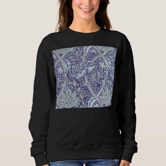 William Morris Windrush Blauwe Bloempatroon Trui (Voorkant)
