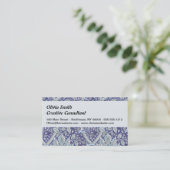 William Morris Windrush Blauwe Bloempatroon Visitekaartje (Staand voorkant)
