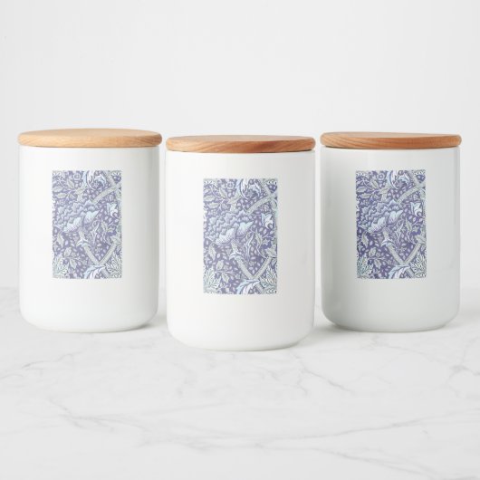 William Morris Windrush Blauwe Bloempatroon Voedselcontainer Etiket (Flessen)
