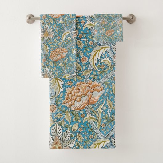 William Morris Windrush Bloempatroon Blauw Bad Handdoek (Insitu)
