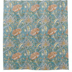 William Morris Windrush Bloempatroon Blauw Douchegordijn