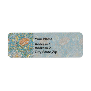 William Morris Windrush Bloempatroon Blauw Etiket