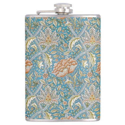 William Morris Windrush Bloempatroon Blauw Heupfles (Voorkant)