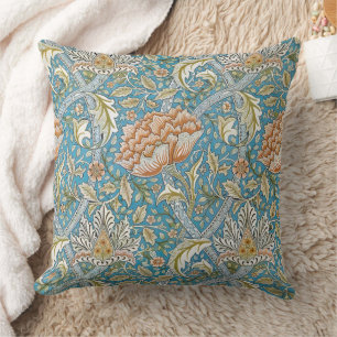 William Morris Windrush Bloempatroon Blauw Kussen