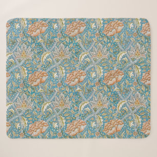 William Morris Windrush Bloempatroon Blauw Sherpa Deken