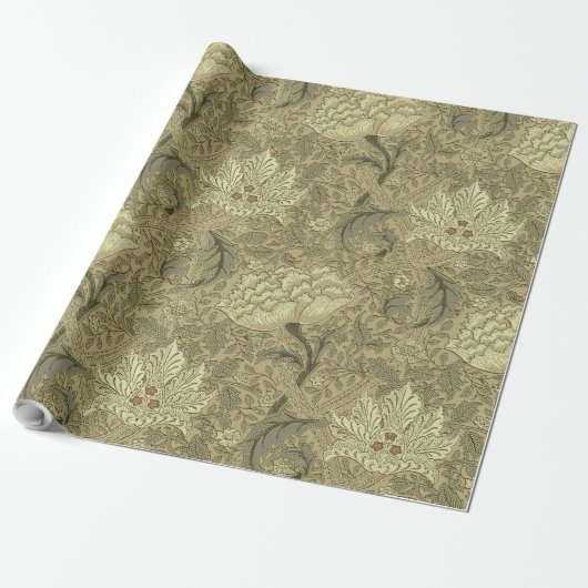 William Morris Windrush Bloempatroon: Vintage Cadeaupapier (Uitgerold)