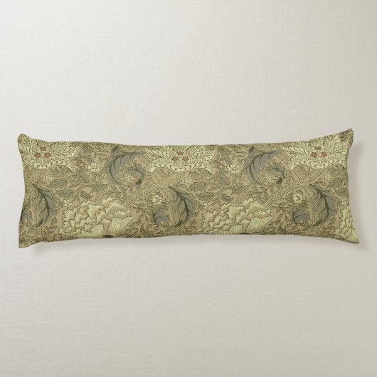 William Morris Windrush Bloempatroon: Vintage Lichaamskussen (Achterkant)