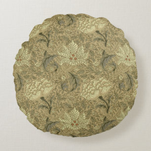 William Morris Windrush Bloempatroon: Vintage Rond Kussen