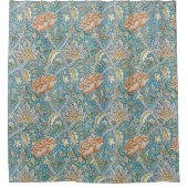 William Morris Windrush Floral Pattern Blue Douchegordijn (Voorkant)