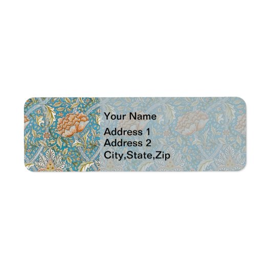 William Morris Windrush Floral Pattern Blue Etiket (Voorkant)