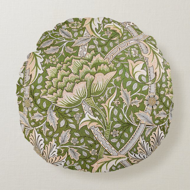William Morris Windrush Floral Pattern Classic Rond Kussen (Voorkant)